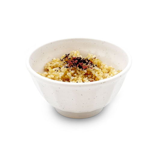 Melamine Kobiki White Grainy Rice Bowl 17 fl oz with Gensenmai Brown Rice & Furikake