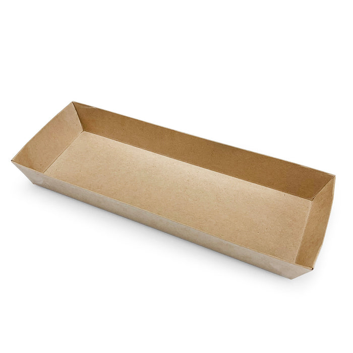 Kraft Greaseproof Paper Takeout Sushi Tray 8.5" x 3" (400/case) - No Lids