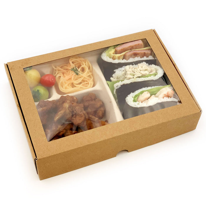[Clearance] Kraft Paper Takeout Bento Box with Clear Window 9.3" x 6.9" (200/case) (*inside tray sold separately)