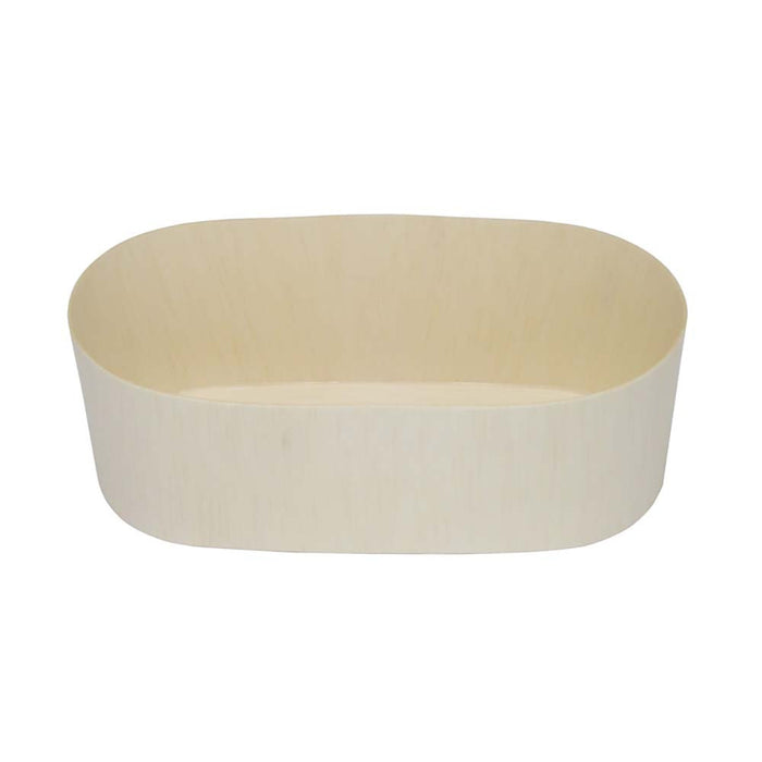 Wooden Oval Takeout Bento Box 3.7" x 7.75" x  2.6" (25/pack) - No Lids