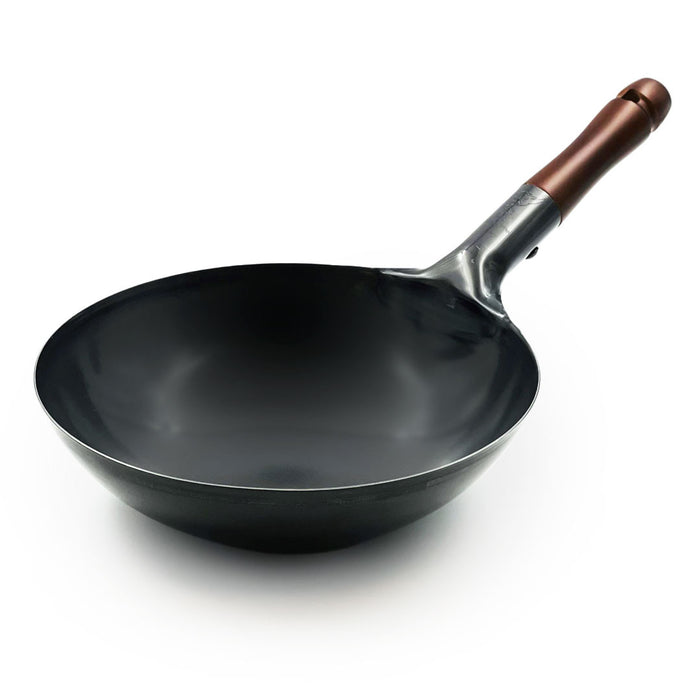 Summit Iron Beijing Wok Stir Fry Pan with Wooden Handle 10.6" dia
