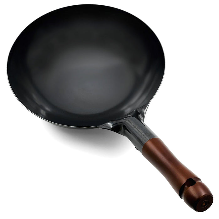 Summit Iron Beijing Wok Stir Fry Pan with Wooden Handle 10.6" dia