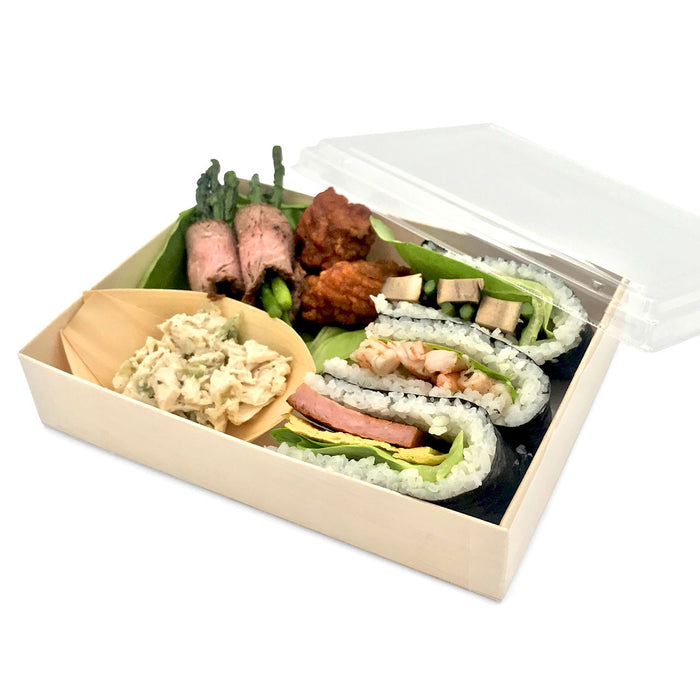 Lids for Wooden Rectangular Takeout Bento Box 7.68" x 5.71" #87922 (50/pack)