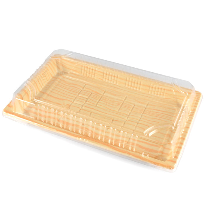 TZ-015 Light Wood Pattern Take Out Sushi Tray 8.5" x 5.4" (1000/case) - No Lids