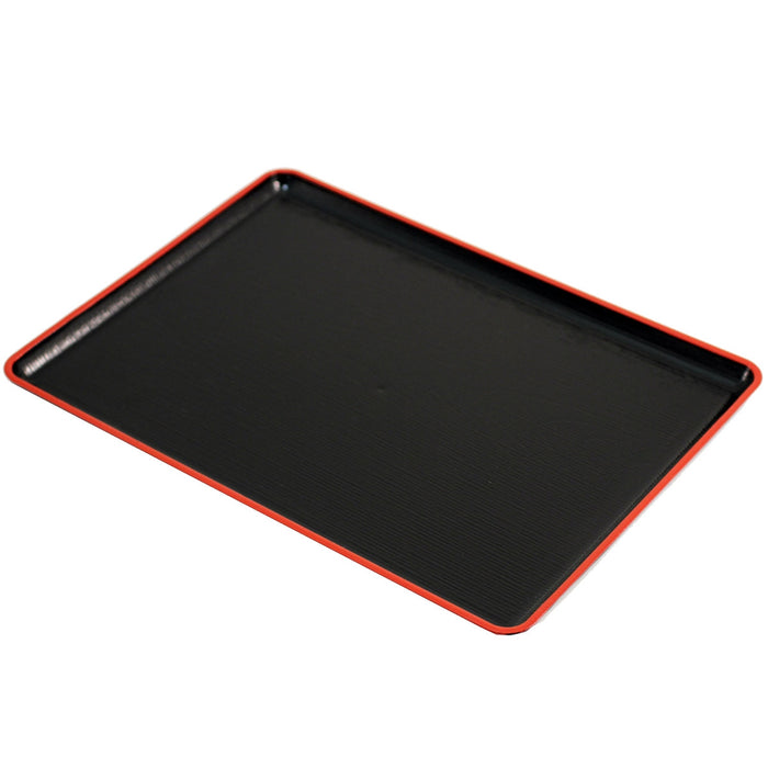 Black Rectangular Serving Tray with Red Trim 15.35" x 11.18"