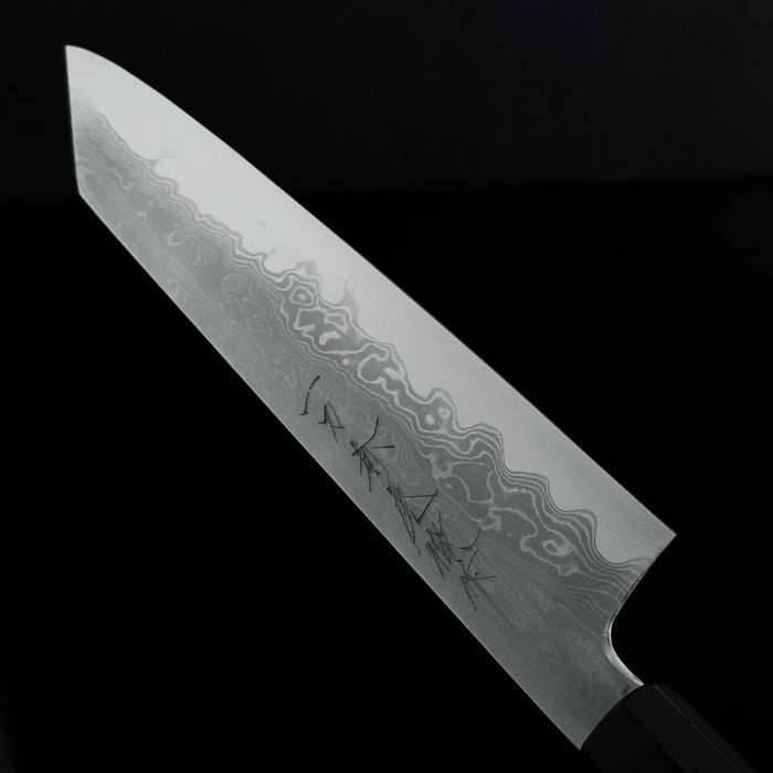 Ittosai Kotetsu Blue #1 Damascus Kengata Gyuto 240mm with Ebony Handle Blade