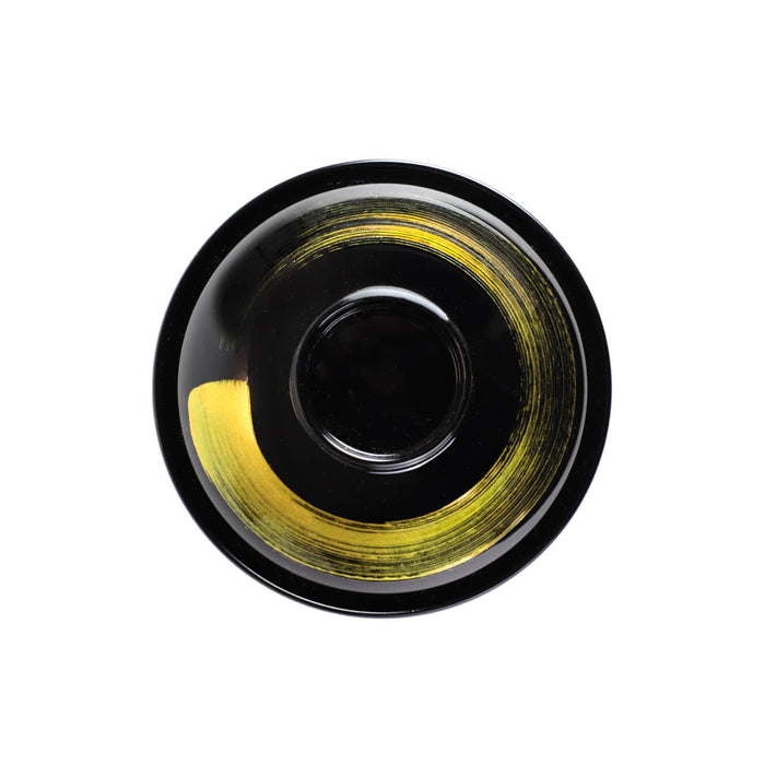 Gold Brushstroke Black Miso Soup Bowl with Lid 8 fl oz / 4.1" dia