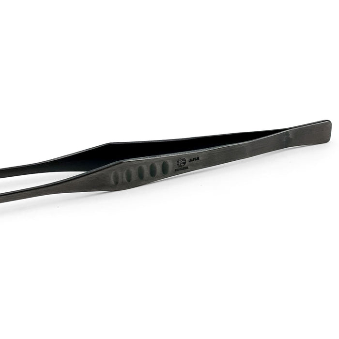 Chef Tongs Stainless Steel Special Sharp Plating Tweezers 8.25" (210mm) - Black Oxide
