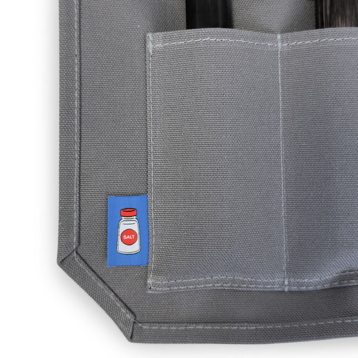 Canvas 6 Slots Knife Roll with Utility Pouch - Carbon Gray