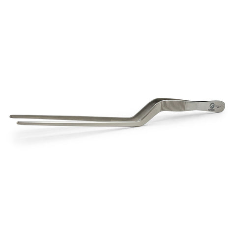 Chef Tongs Stainless Steel Offset Plating Tweezers 7.5