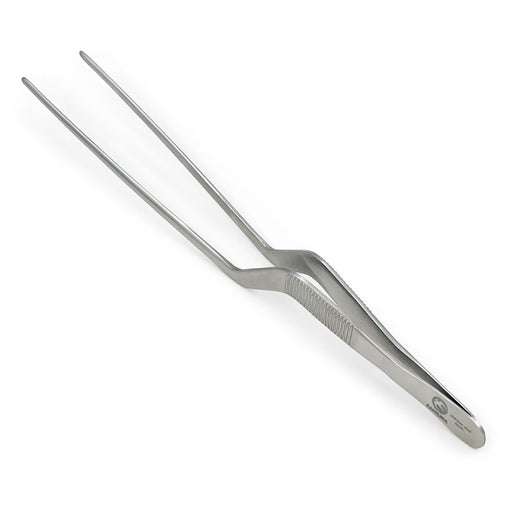 Chef Tongs Stainless Steel Offset Plating Tweezers 7.5" (190mm) - Stainless Steel