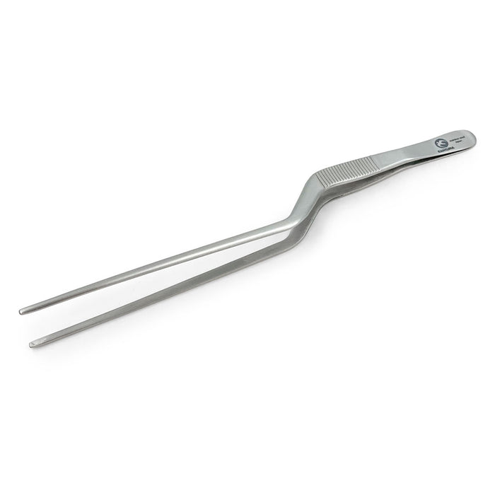 Chef Tongs Stainless Steel Offset Plating Tweezers 7.5" (190mm) - Stainless Steel