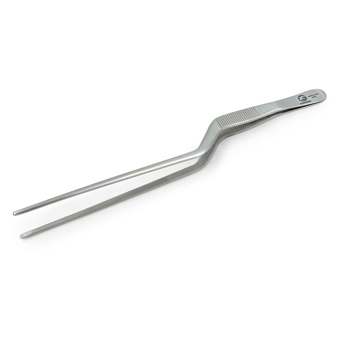 Chef Tongs Stainless Steel Offset Plating Tweezers 7.5" (190mm)