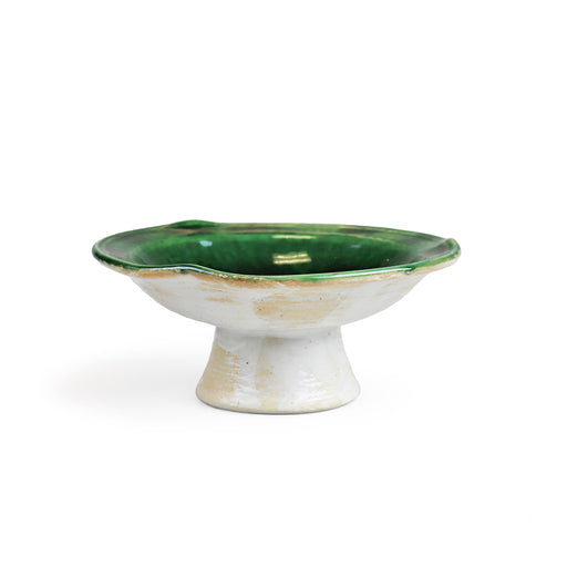 Oribe Green & White Kobachi Dish with Stand 4.9" dia