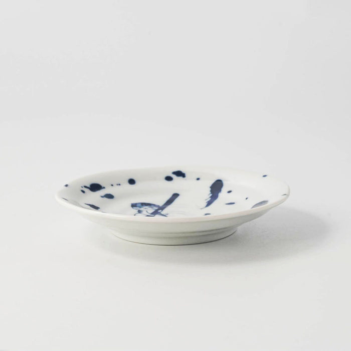 Shichita Someneko Fukisumi Blue Cat Plate Kozara 5.1" dia