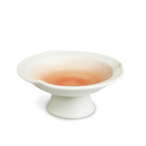 Pink Blown White Kobachi Dish with Stand 4.9