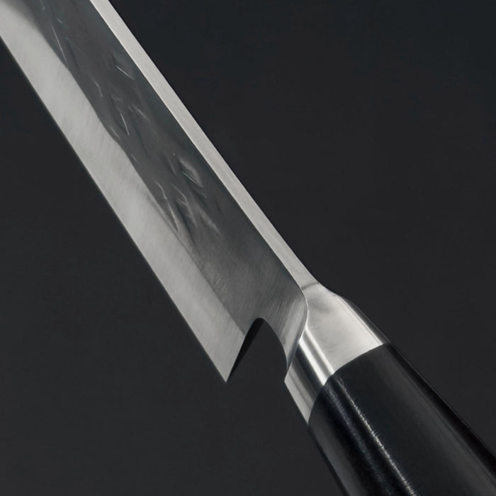 Tadafusa SLD Petty 150mm Hammered Ebony Handle Spine at Heel