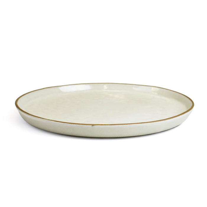 P&B Ivory Dinner Plate with Brown Rim 10.5" dia