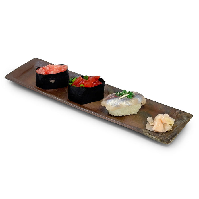 Kanayama Matte Brown Rimmed Rectangular Sashimi Plate 11.6" x 3"