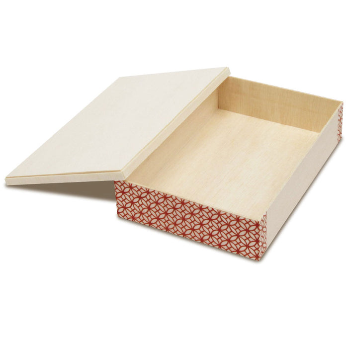 Coco Wooden Rectangular Takeout Bento Box w/ Shippo Design 8.5" x 5.8" 