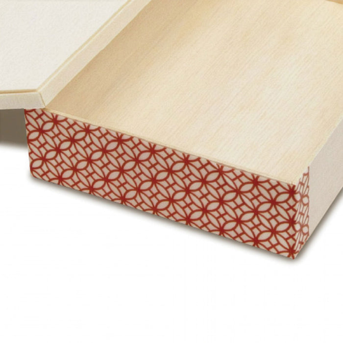 Coco Wooden Rectangular Takeout Bento Box w/ Shippo Design 8.5" x 5.8" 