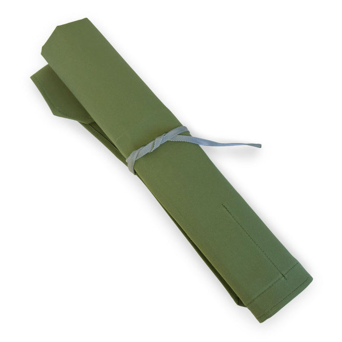 Canvas 6 Slots Knife Roll with Utility Pouch - Sage Green