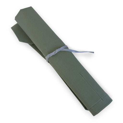 Canvas 6 Slots Knife Roll with Utility Pouch - Sage Green