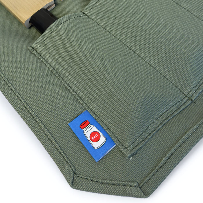 Canvas 6 Slots Knife Roll with Utility Pouch Sage Green