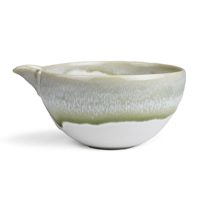 Green Reactive Glaze Katakuchi Matcha Tea Latte Bowl with Spout