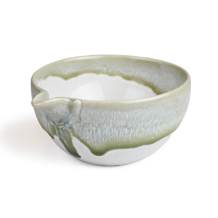 Green Reactive Glaze Katakuchi Matcha Tea Latte Bowl with Spout