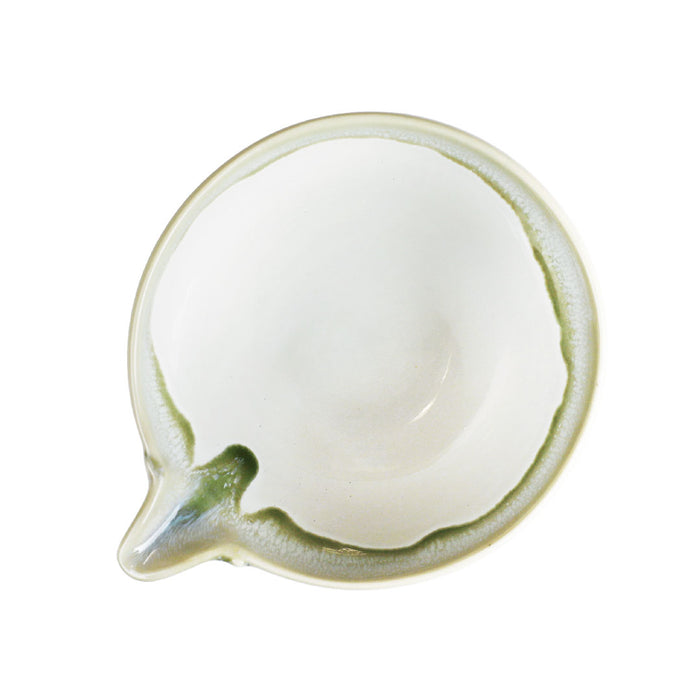 Green Reactive Glaze Katakuchi Matcha Tea Latte Bowl with Spout