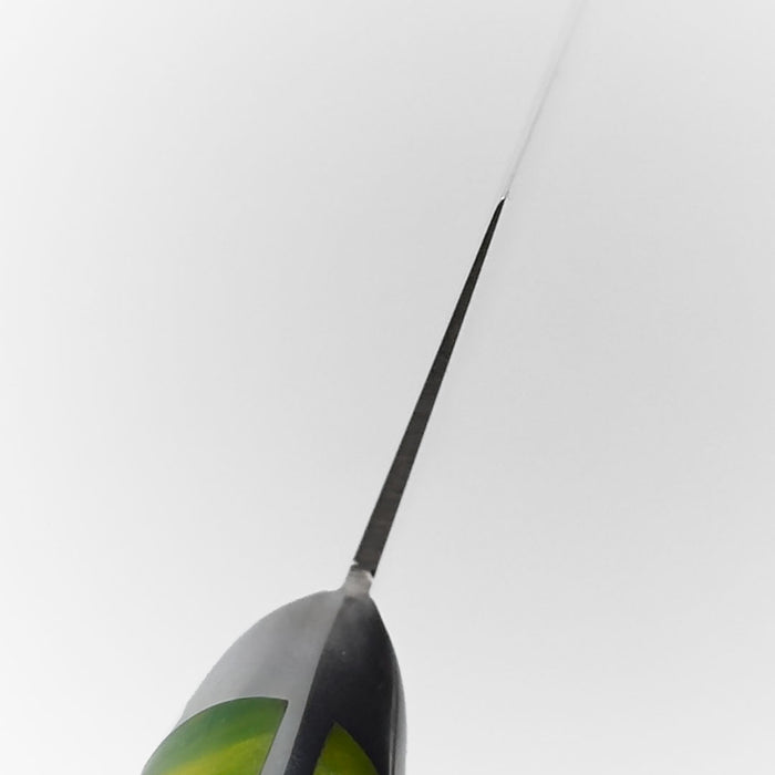 Sakai Takayuki Grand Chef SP Type III Gyuto 210mm Jungle-Green Stabilized Hybrid Resin Handle Choil