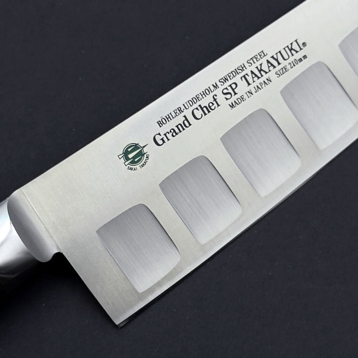 Sakai Takayuki Grand Chef SP Type III Gyuto 210mm Jungle-Green Stabilized Hybrid Resin Handle Engraved