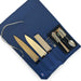 Canvas 6 Slots Knife Roll with Utility Pouch - Indigo Blue