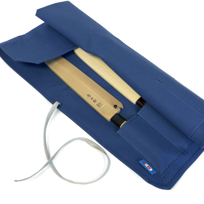 Canvas 6 Slots Knife Roll with Utility Pouch - Indigo Blue