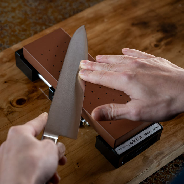 Marie Adjustable Sharpening Stone Holder Black with Wetstone