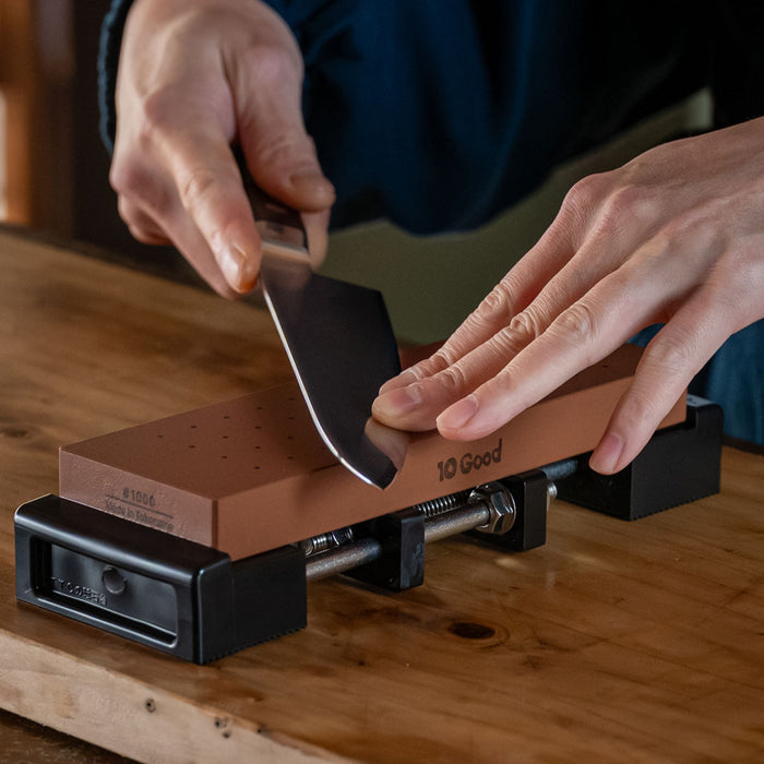 Marie Adjustable Sharpening Stone Holder Black with Whetstone
