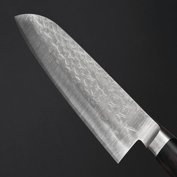 Tadafusa SLD Santoku 170mm (6.7") Hammered (Tsuchime) with Kokutan Handle Back Blade