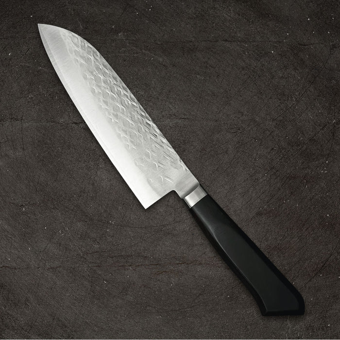 Tadafusa SLD Santoku 170mm (6.7") Hammered (Tsuchime) with Kokutan Handle Back Side