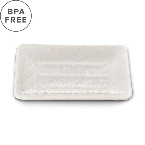 [Clearance] Melamine Kobiki White Grainy Rectangular Plate 8