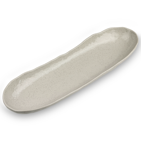 Textured Kobiki White Rounded long Plate 13