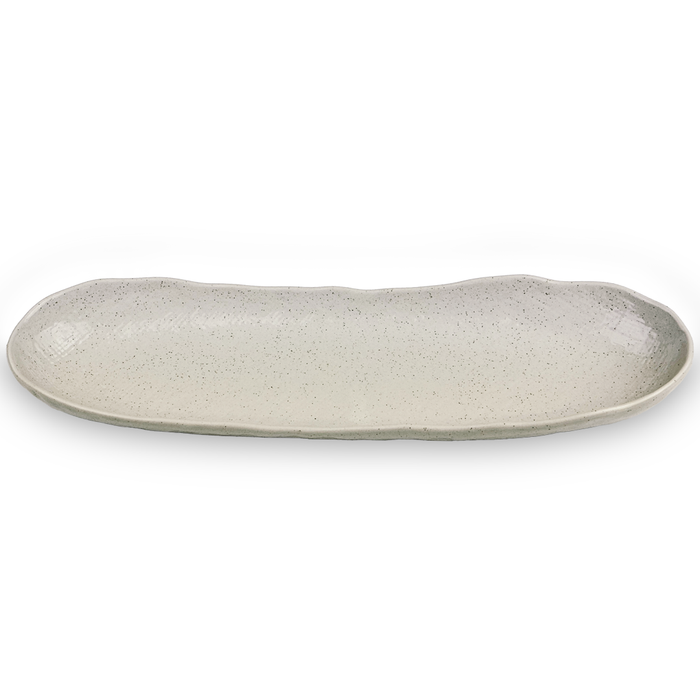 Textured Kobiki White Rounded Rectangular Plate 13" x 3.9"