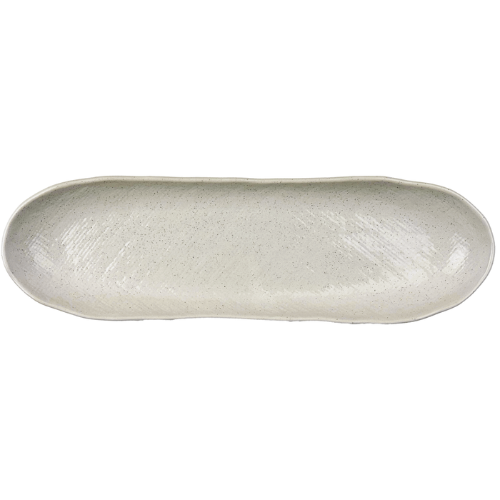 Textured Kobiki White Rounded Rectangular Plate 13" x 3.9"