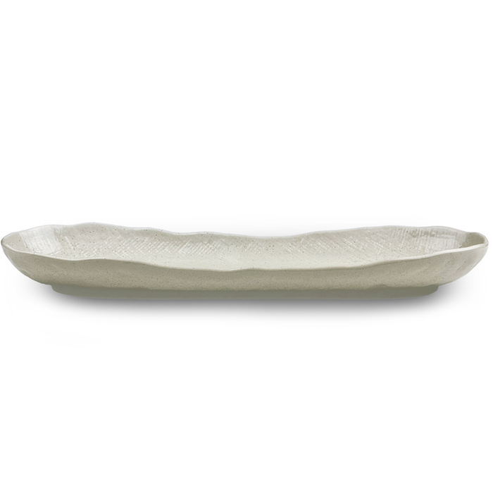 Textured Kobiki White Rounded Rectangular Plate 13" x 3.9"