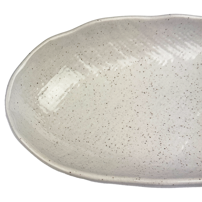 Textured Kobiki White Rounded Rectangular Plate 13" x 3.9" zoom In