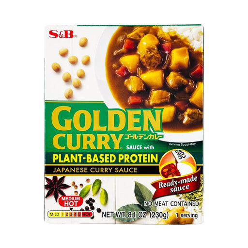 S&B Golden Curry Sauce With Plant-Based Protein Medium Hot Pouch 8.1oz (230g)