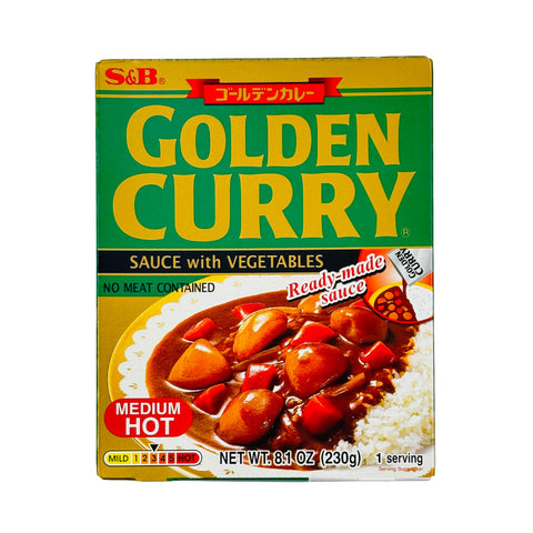 S&B Golden Curry Sauce With Vegetables Medium Hot Pouch 8.1oz (230g)