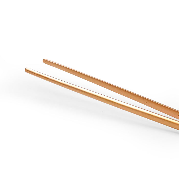 Chef Tongs Stainless Steel Offset Plating Tweezers 7.5" (190mm) - Pink Gold
