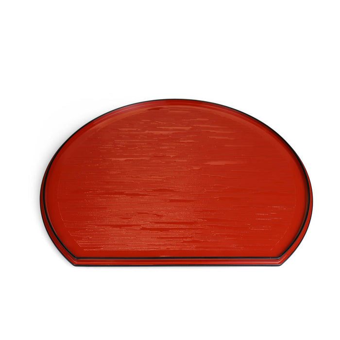 Black x Red Reversible Hangetsu Half Moon Serving Tray with Red Trim 14.4" x 12.4"