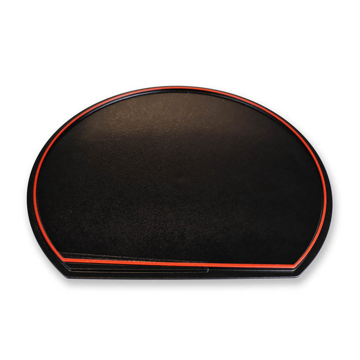 Black x Red Reversible Hangetsu Half Moon Serving Tray with Red Trim 14.4" x 12.4"
